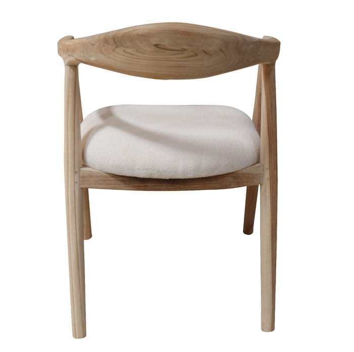 DKD Home Decor Silla de Teca y Poliéster Natural y Blanco