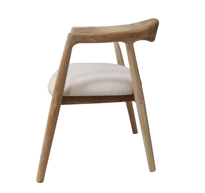 DKD Home Decor Silla de Teca y Poliéster Natural y Blanco