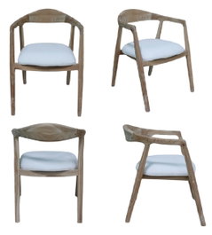 DKD Home Decor Silla de Teca y Poliéster Natural y Blanco