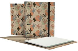 Grafoplás 4D35 Carpebook A4 Forrado Uninature Cactus, Kraft y Cartón 100% Reciclado, Mecanismo 4 Anillas 35mm, Cierre Goma Elástica, Formato Hojas DIN-A4