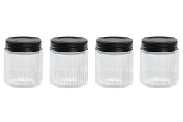 DKD Home Decor Set de 4 Recipientes de Cristal y Metal 130 ml