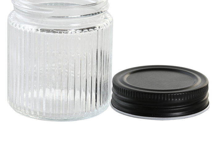 DKD Home Decor Set de 4 Recipientes de Cristal y Metal 130 ml