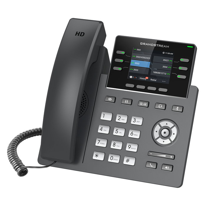 Grandstream Teléfono IP GRP-2613 para Empresas, 4 Líneas, Pantalla TFT de 2.4", Negro