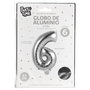 Party Time Globo Cifra 6 Plata altura 35 cm