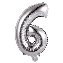 Party Time Globo Cifra 6 Plata altura 35 cm