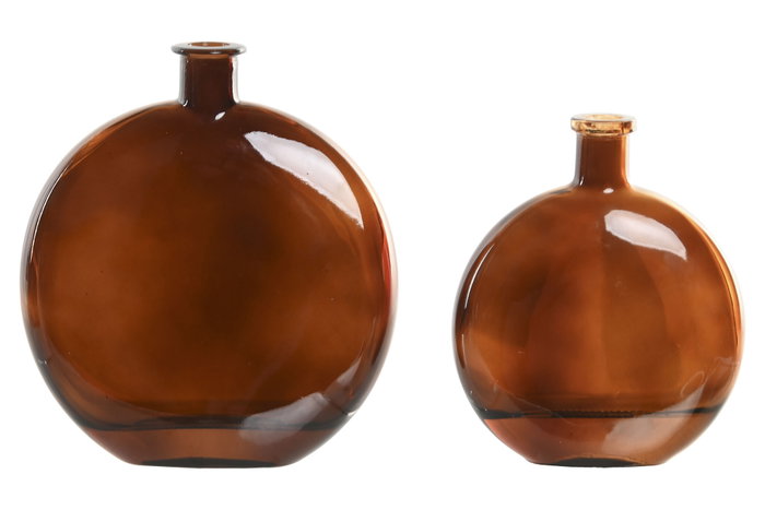 DKD Home Decor Set de 2 Jarrones de Cristal Marrón DKD Home Decor Set de 2 Jarrones de Cristal Marrón