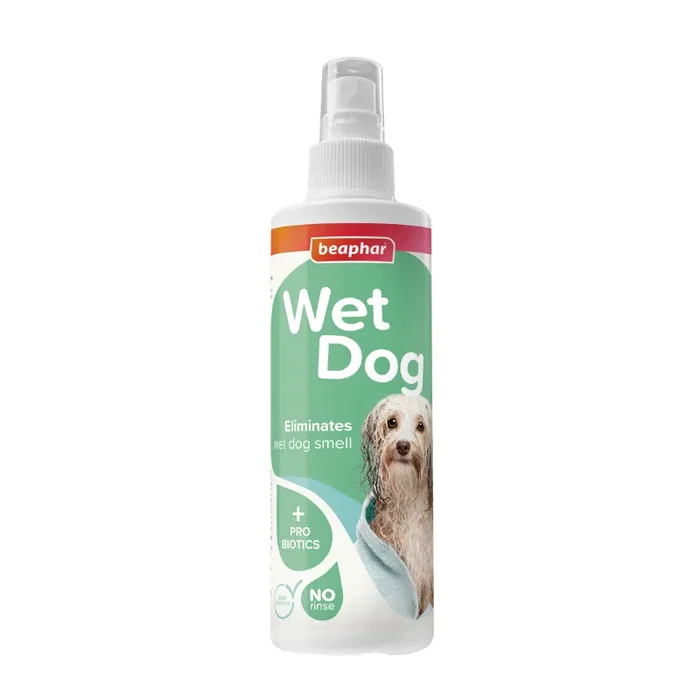 Beaphar Wet Dog Spray Anti Olor Perro Mojado 250 mL - Neutralizador con Probióticos y Acondicionador para Pelaje - Sin Aclarado - Aplicación Diaria Beaphar Wet Dog Spray Anti Olor Perro Mojado 250 mL - Neutralizador con Probióticos y Acondicionador para Pelaje - Sin Aclarado - Aplicación Diaria