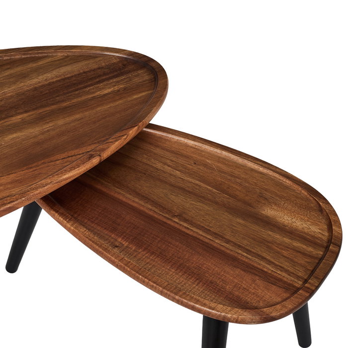 Home Deco Factory Juego 2 Mesas Nido Triangular Acacia Cocooning 60x39cm y 50x34.5cm