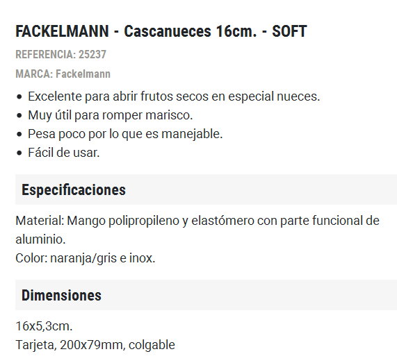 Fackelmann Cascanueces 16 cm Soft