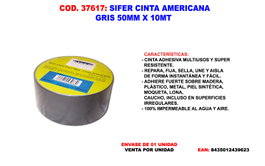 SIFER Cinta Americana Gris 50mm x 10 mt