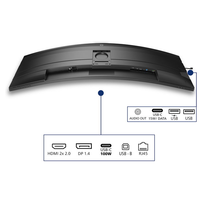 Philips 49B2U5900C/00 Monitor Curvo 49" (124,5 cm) Dual QHD 5120x1440, 75Hz, USB-C 100W, HDR400, Altavoces, Negro - 5000 Series