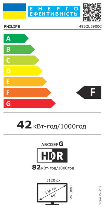 Philips 49B2U5900C/00 Monitor Curvo 49" (124,5 cm) Dual QHD 5120x1440, 75Hz, USB-C 100W, HDR400, Altavoces, Negro - 5000 Series
