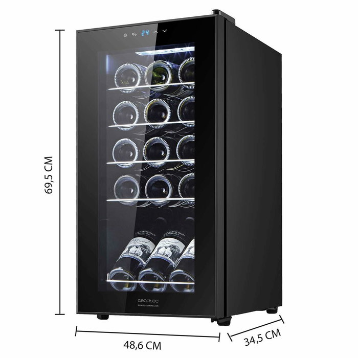 Cecotec Bolero GrandSommelier 1550 Black Compressor, Vinoteca de 15 Botellas