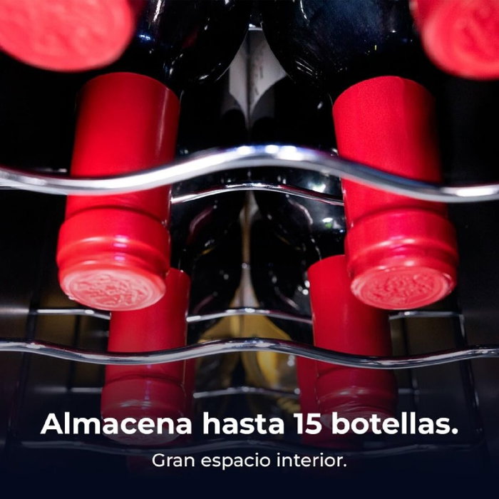 Cecotec Bolero GrandSommelier 1550 Black Compressor, Vinoteca de 15 Botellas
