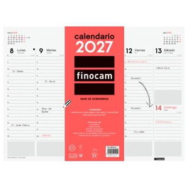 FINOCAM Vade Calendario de Sobremesa 2027 Semana Vista Vertical Neutro 420x310mm