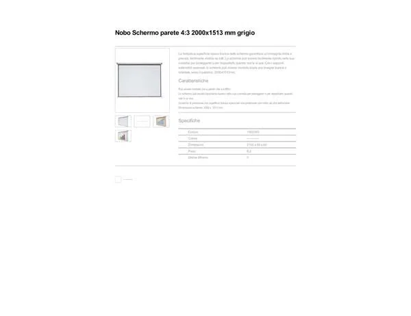 Nobo Pantalla de Proyección 4:3 Blanco Mate 2000x1513 mm Nobo Pantalla de Proyección 4:3 Blanco Mate 2000x1513 mm