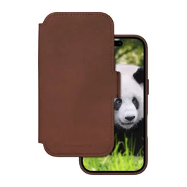 Apple iPhone 17 Funda Folio Lynge dbramante1928 con MagSafe - Cuero de Grano Entero Bronceado, Cierre Magnético, Bolsillo para 3 Tarjetas