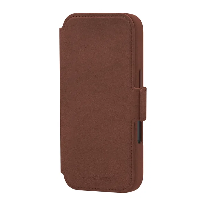 Apple iPhone 17 Funda Folio Lynge dbramante1928 con MagSafe - Cuero de Grano Entero Bronceado, Cierre Magnético, Bolsillo para 3 Tarjetas