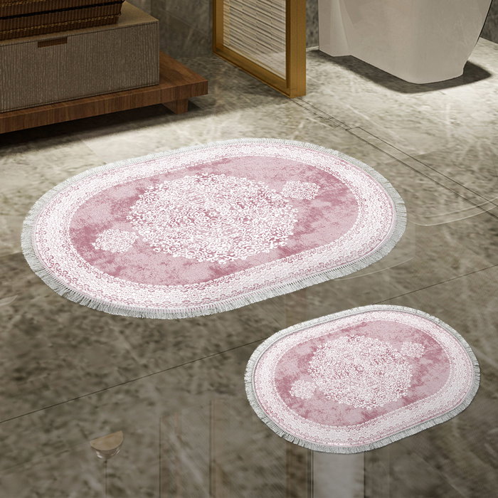 Mijölnir 410602 - O V2 Juego de Alfombras de Baño Lujosas Suaves de Poliéster Antideslizantes Antibacterianas Powder 50x60 cm y 60x100 cm Mijölnir 410602 - O V2 Juego de Alfombras de Baño Lujosas Suaves de Poliéster Antideslizantes Antibacterianas Powder 50x60 cm y 60x100 cm
