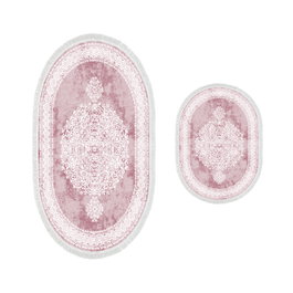 Mijölnir 410602 - O V2 Juego de Alfombras de Baño Lujosas Suaves de Poliéster Antideslizantes Antibacterianas Powder 50x60 cm y 60x100 cm