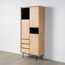Armario Natural-Negro Madera-Metal 89,50 X 40 X 204 cm