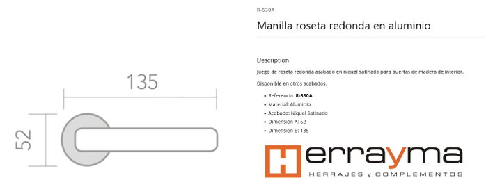 Juego de manillas roseta redonda 52 mm níquel satinado STYLE=R-530A