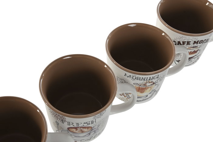 DKD Home Decor Taza Vintage Porcelana New Bone Marron Blanco 370ml Apto Microondas Lavavajillas (12 Unidades) 9.5 x 8.5 x 12.5 cm DKD Home Decor Taza Vintage Porcelana New Bone Marron Blanco 370ml Apto Microondas Lavavajillas (12 Unidades) 9.5 x 8.5 x 12.5 cm