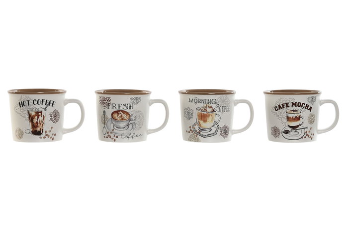 DKD Home Decor Taza Vintage Porcelana New Bone Marron Blanco 370ml Apto Microondas Lavavajillas (12 Unidades) 9.5 x 8.5 x 12.5 cm DKD Home Decor Taza Vintage Porcelana New Bone Marron Blanco 370ml Apto Microondas Lavavajillas (12 Unidades) 9.5 x 8.5 x 12.5 cm