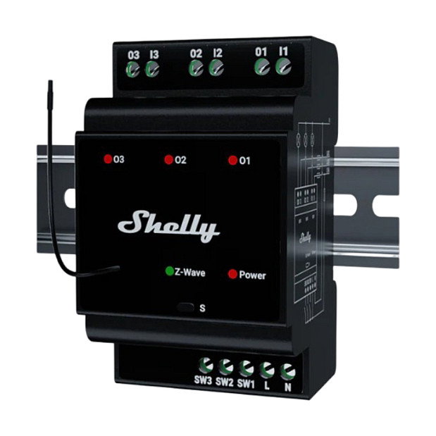 Shelly Wave PRO 3 Relé Inteligente 3 Relés 3 Fases 3x16A Carril DIN Z-Wave Shelly Wave PRO 3 Relé Inteligente 3 Relés 3 Fases 3x16A Carril DIN Z-Wave