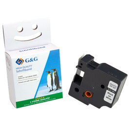 G&G Cinta de etiquetas 12 mm x 7 m Negro sobre blanco compatible con Dymo D1