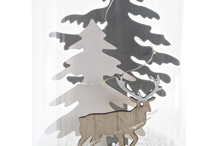 DKD Home Decor Decoración Luminosa Navidad Moderna Blanco Gris Cristal Led 12 x 27 x 12 cm (2 Unidades)