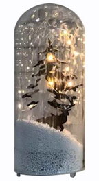 DKD Home Decor Decoración Luminosa de Árbol en Cristal y LED, Blanco/Gris