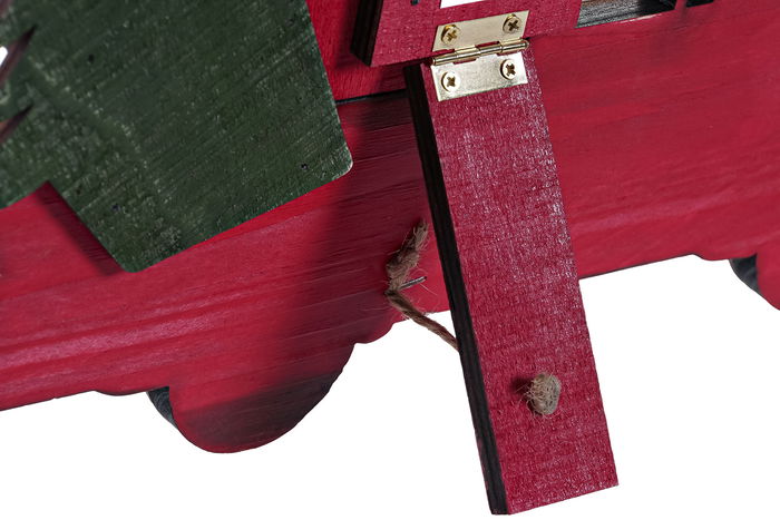 DKD Home Decor Decoración Pared Navidad Tradicional Rojo Azul Madera Coche Oso 7 x 20 x 30 cm (4 Unidades)