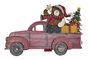 DKD Home Decor Decoración Pared Navidad Tradicional Rojo Azul Madera Coche Oso 7 x 20 x 30 cm (4 Unidades)