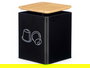 Kinvara Tarro Cuadrado Tapa Bambú Portacápsulas Negro Metal Acero 14x16x14 cm (Set de 12)