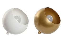 DKD Home Decor Lampara Sobremesa Blanco Dorado Metal Bola E27 15 x 15 x 15 cm (2 Unidades)