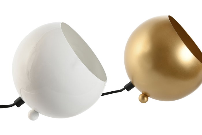DKD Home Decor Lámpara de Sobremesa Metal Bola Surtido Blanco y Dorado