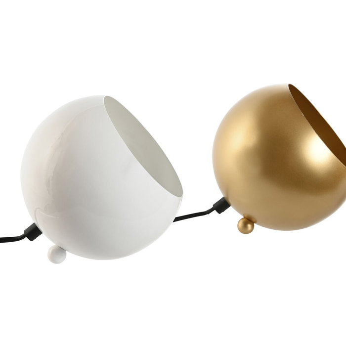 DKD Home Decor Lámpara de Sobremesa Metal Bola Surtido Blanco y Dorado