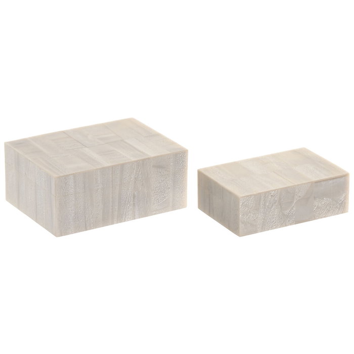 DKD Home Decor Set de 2 Joyeros de Resina y Mango Nacarado
