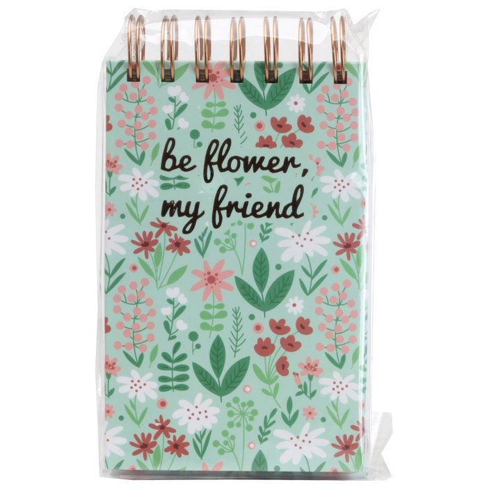 CMP General Libreta con Espiral A6 - Portada 'Be Flower, my friend' - 150 Páginas a Color - Tapa Dura - Rosa Dorado - 9.5x3 cm