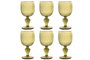 DKD Home Decor Set de 6 Copas de Cristal Verde con Relieve de Hojas, 250ml