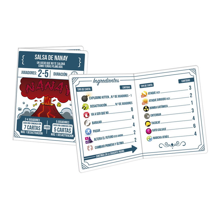 Exploding Kittens Juego de Cartas Exploding Kittens Recetas del Desastre, con Recetas y Mecánicas Variadas, para 2-5 Jugadores, Duración 15 Minutos, +7 Años, EKIRFD01ES, en Español