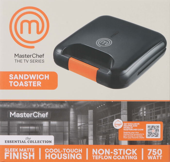 Masterchef Sandwichera 750W, Placas Antiadherentes, 26 x 12 x 26 cm (6 Unidades)