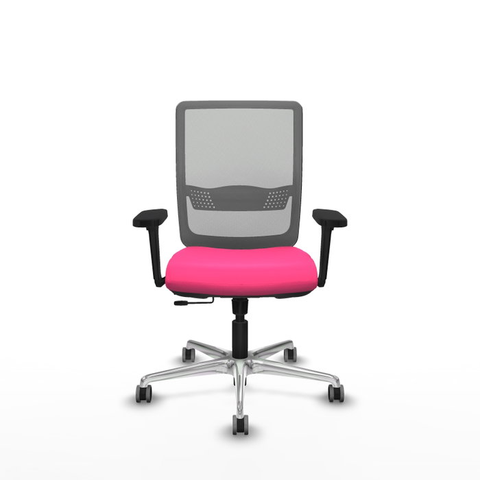 PIQUERAS Y CRESPO Silla de oficina Haches Rosa y Gris con Brazos 3D