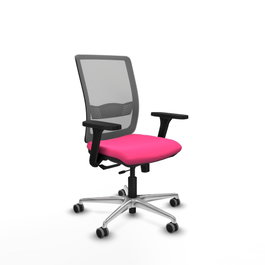PIQUERAS Y CRESPO Silla de oficina Haches Rosa y Gris con Brazos 3D