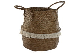 DKD Home Decor Cesta de Fibra FLECOS Natural y Blanco