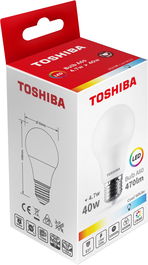 TOSHIBA A60 BOMBILLA LED E27 4.7W 6500K LUZ FRIA, AHORRO ENERGETICO