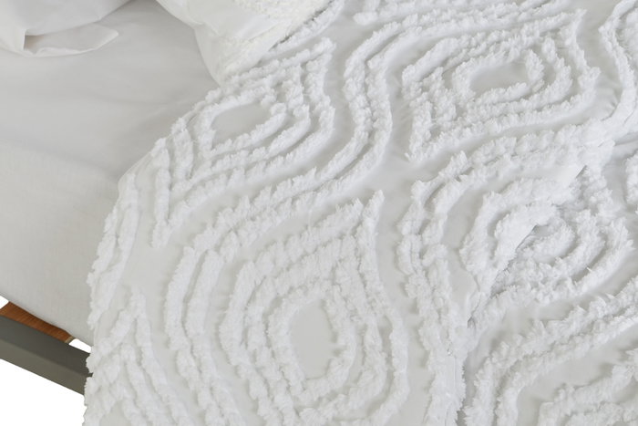 DKD Home Decor Colcha Boho Coord cama 1c24 Blanco Bordado 260 x 180 cm Poliester Relleno 150 gsm