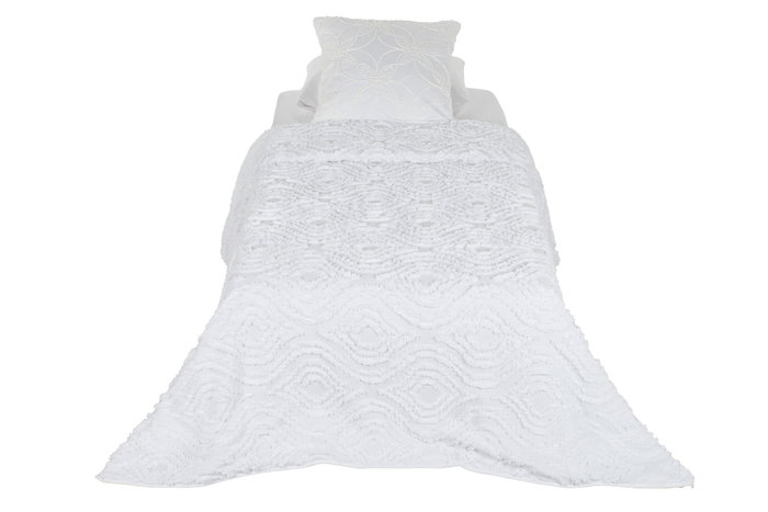 DKD Home Decor Colcha Boho Coord cama 1c24 Blanco Bordado 260 x 180 cm Poliester Relleno 150 gsm