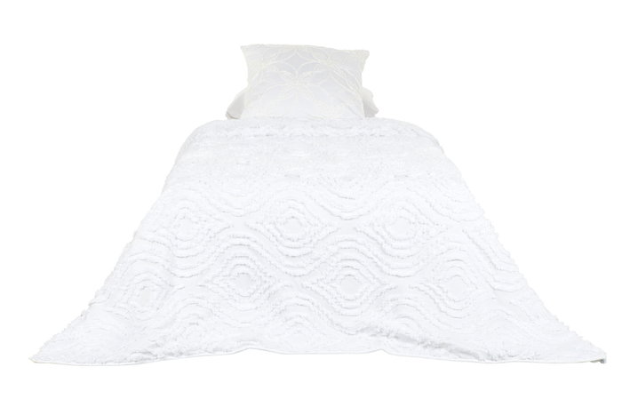 DKD Home Decor Colcha Boho Coord cama 1c24 Blanco Bordado 260 x 180 cm Poliester Relleno 150 gsm